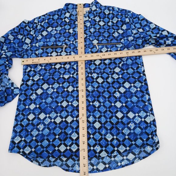 MICHAEL KORS BLUE/BLACK TOP LONG SLEEVE SIZE MEDIUM - Picture 7 of 10